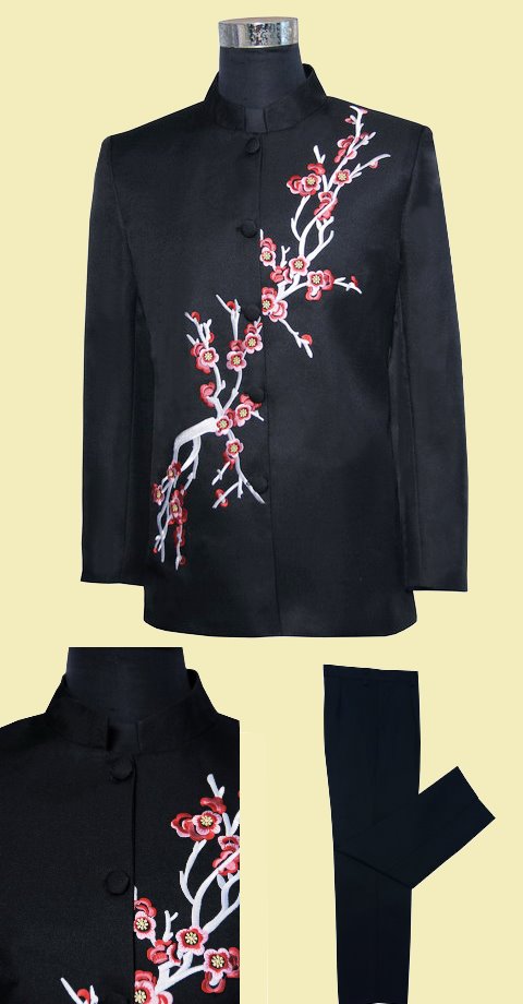 Modernised Mao Suit w/ Plum Blossoms Embroidery (RM)